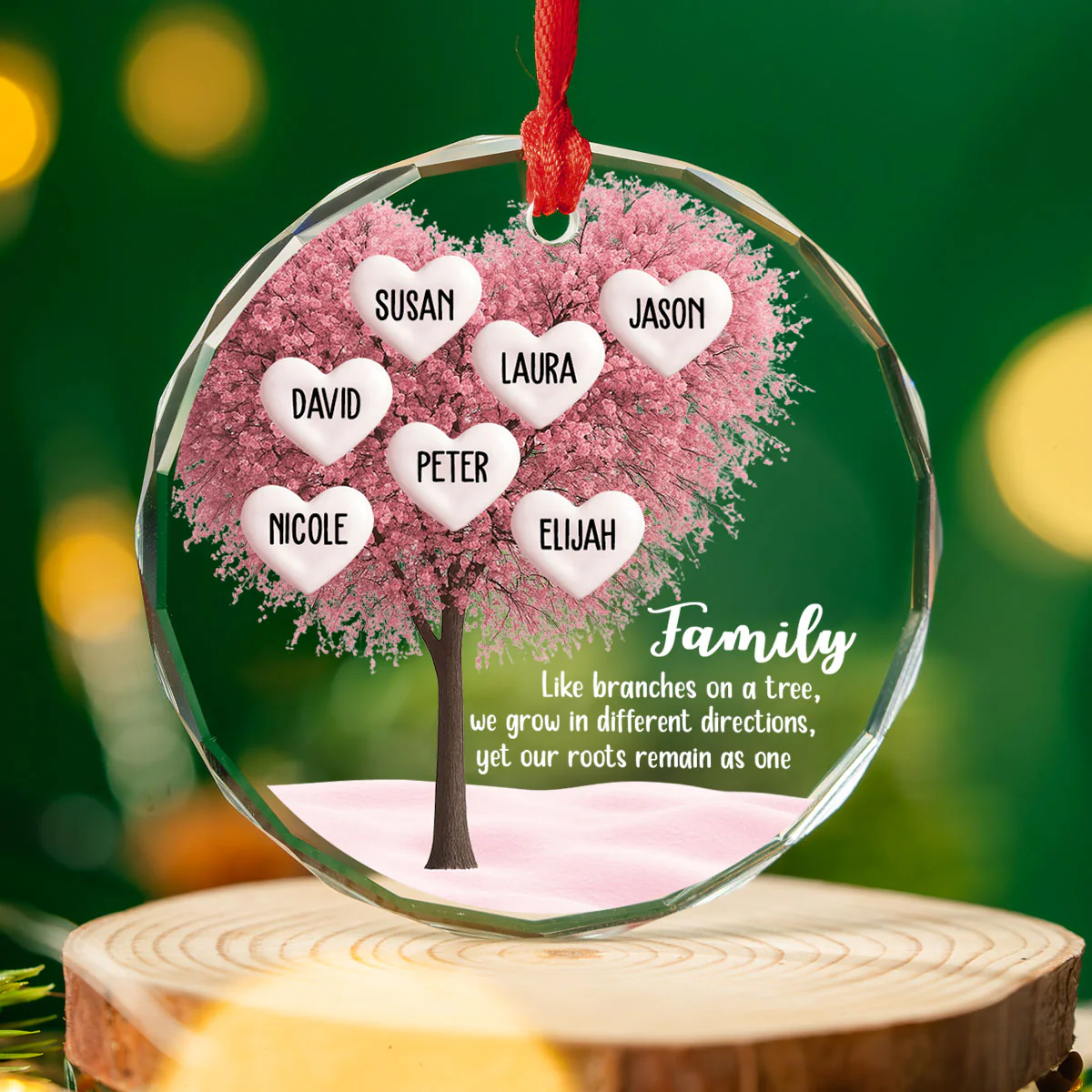 Family Roots Remain As One - Personalized Custom Glass Ornament - Image 2