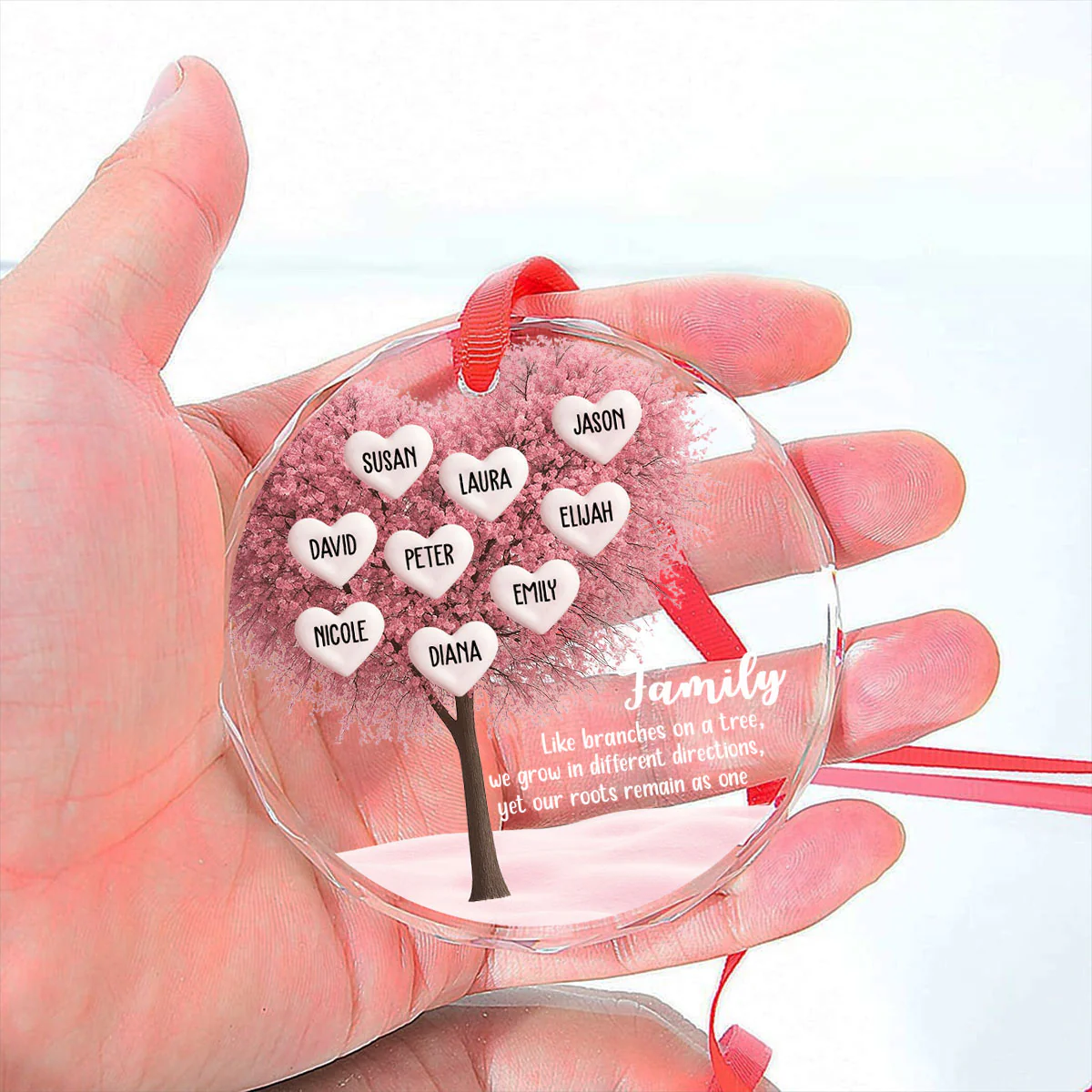 Family Roots Remain As One - Personalized Custom Glass Ornament - Image 4