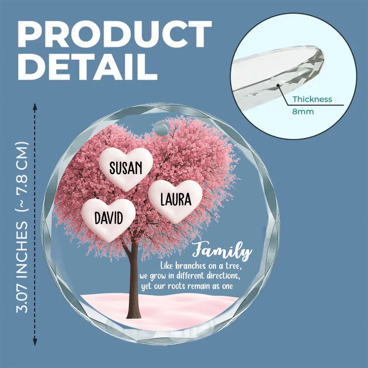 Family Roots Remain As One - Personalized Custom Glass Ornament - Image 5