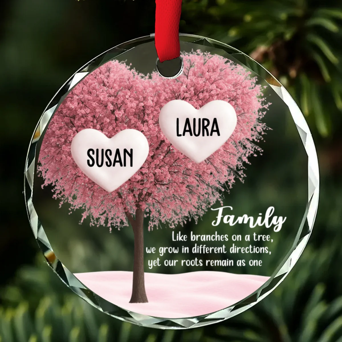 Family Roots Remain As One - Personalized Custom Glass Ornament - Image 6