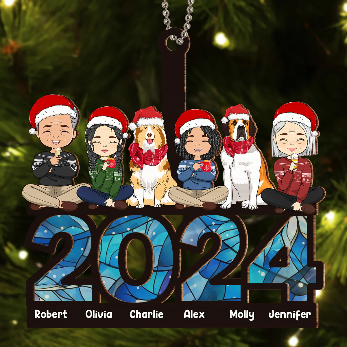 Family Sitting 2024 - Personalized Custom Suncatcher Ornament - Image 3