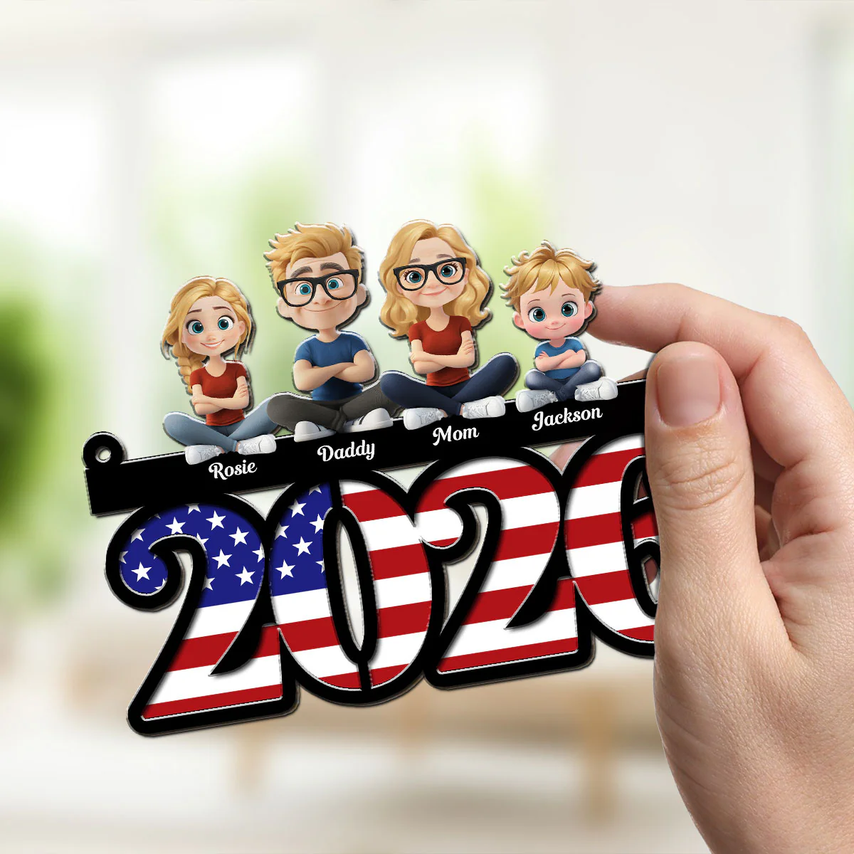 Family Sitting America 250th Anniversary - Personalized Custom Suncatcher - Image 4