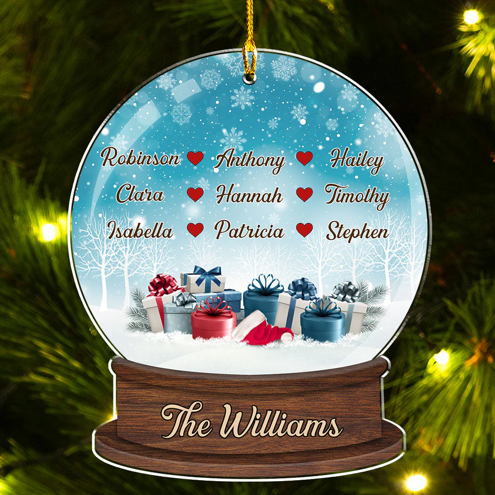 Family Snow Crystal Ball - Personalized Custom Acrylic Ornament - Image 3