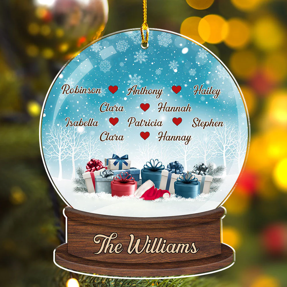 Family Snow Crystal Ball - Personalized Custom Acrylic Ornament - Image 4
