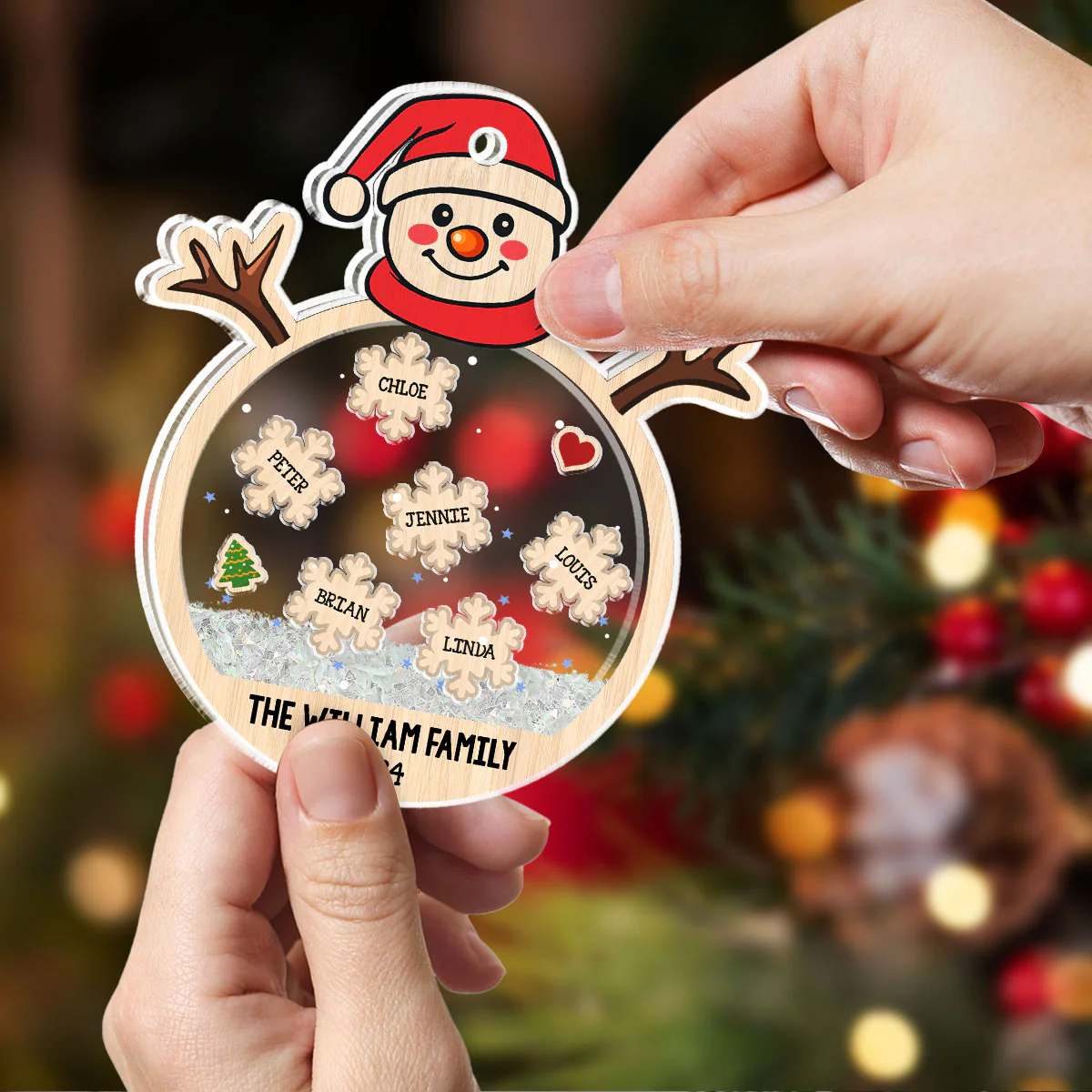 Family Snowball - Personalized Custom Acrylic Shaker Ornament - Image 4