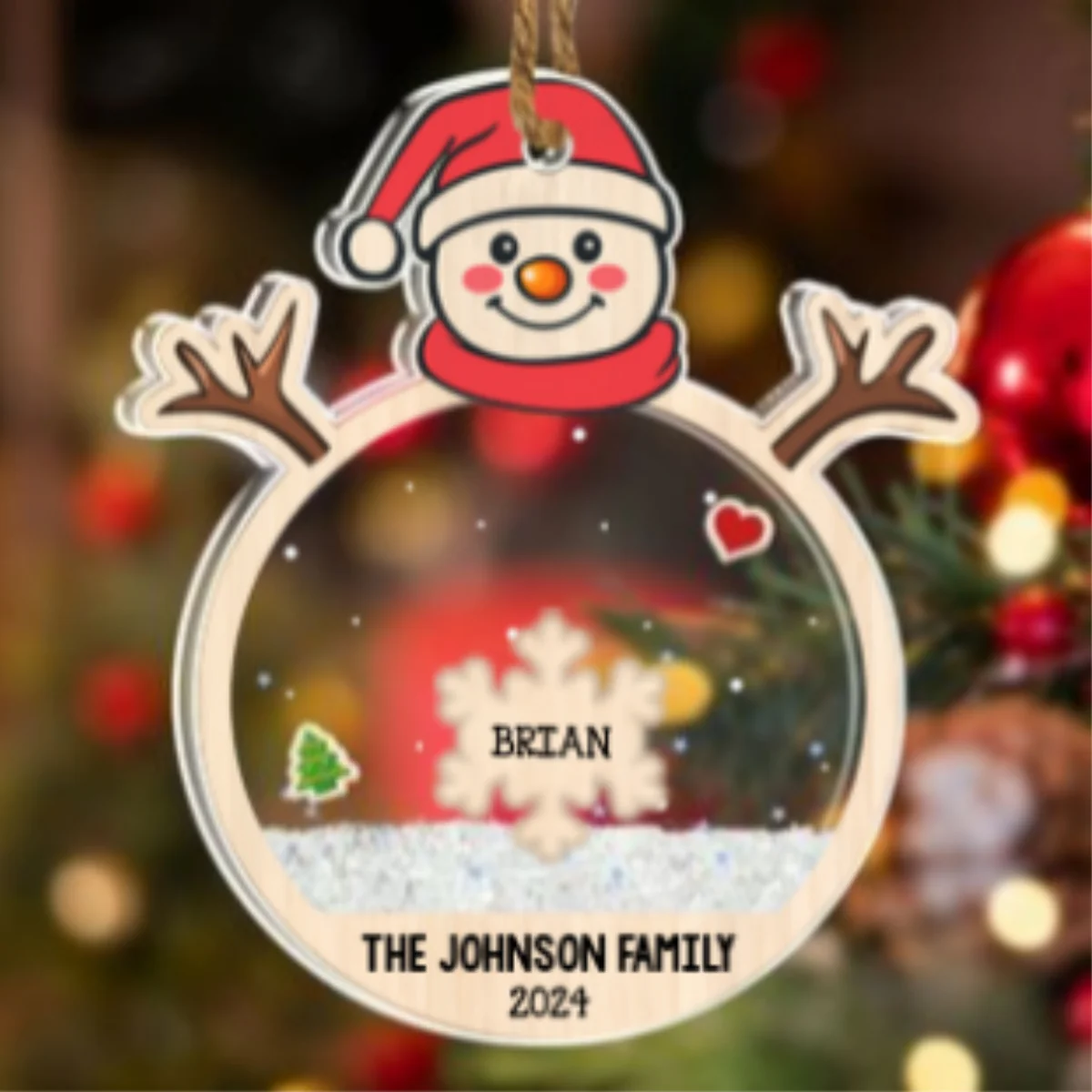 Family Snowball - Personalized Custom Acrylic Shaker Ornament - Image 5