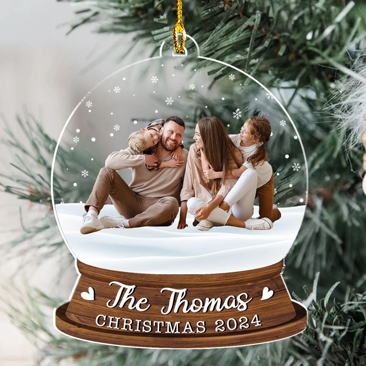 Family Snowglobe - Personalized Custom Acrylic Ornament - Image 3