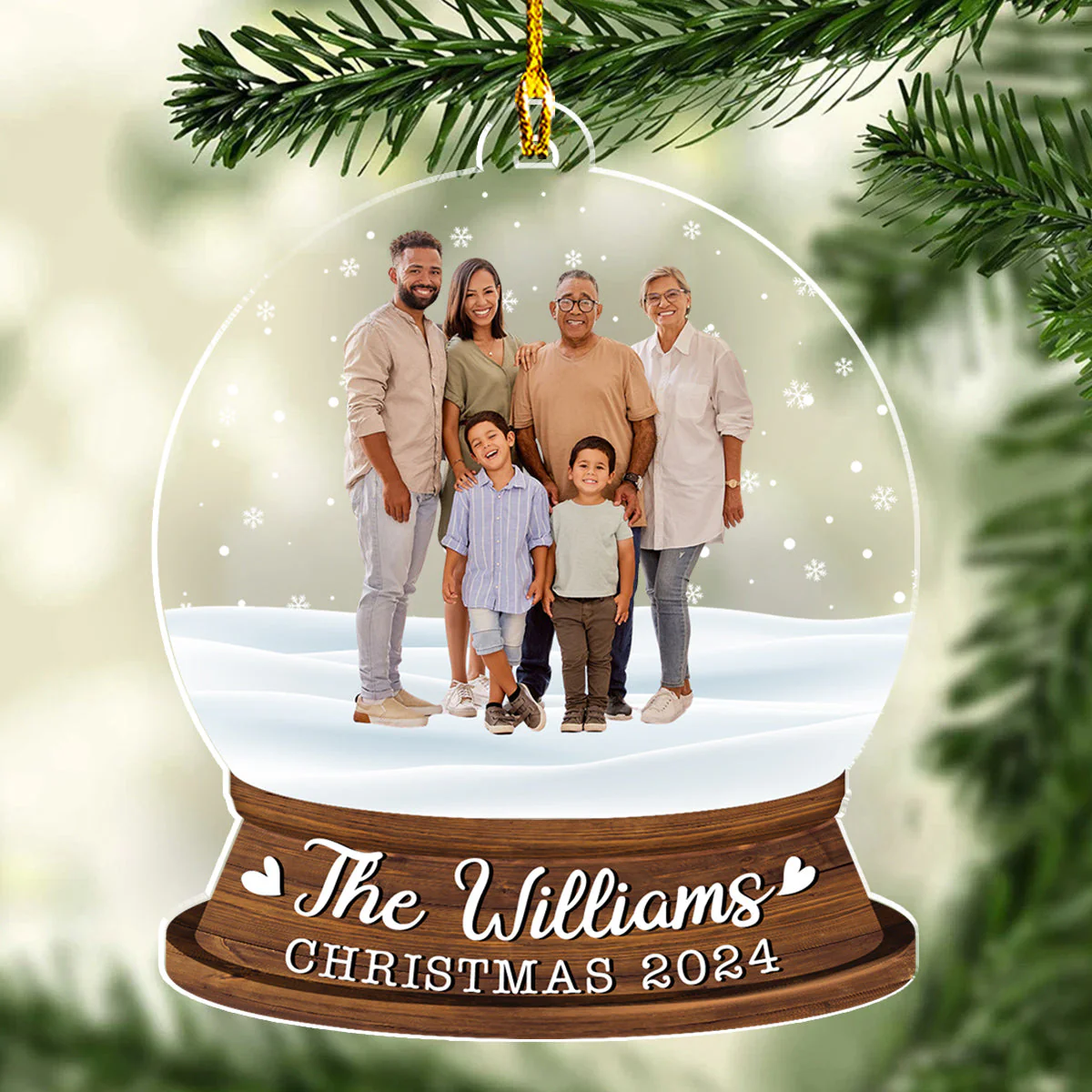 Family Snowglobe - Personalized Custom Acrylic Ornament - Image 4