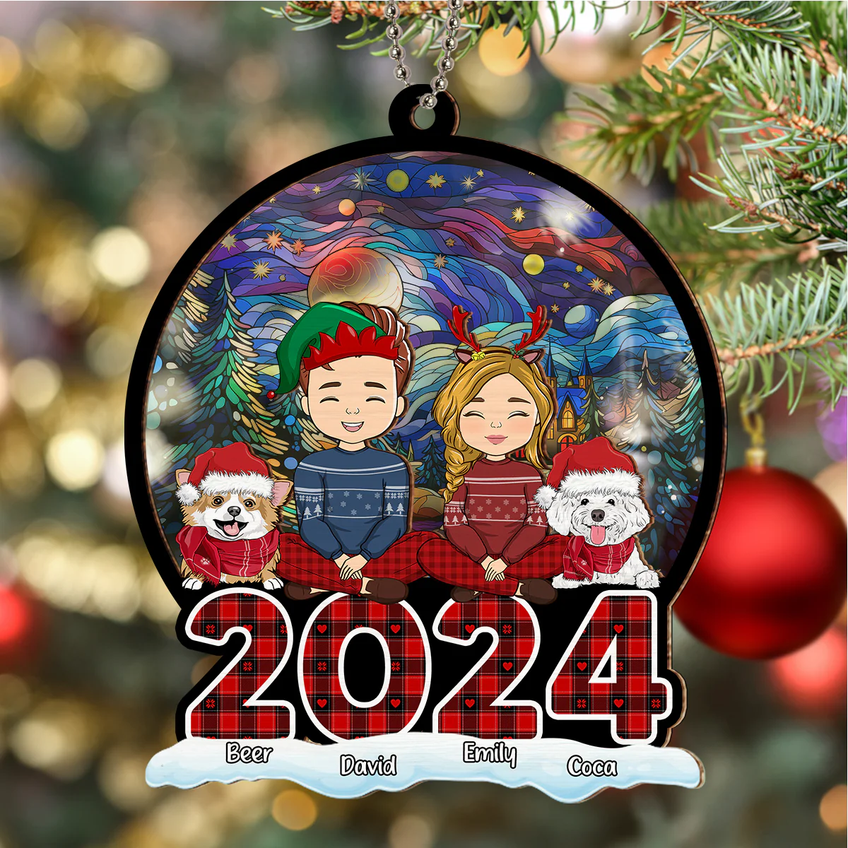 Family Squad - Personalized Custom Suncatcher Ornament - Image 2