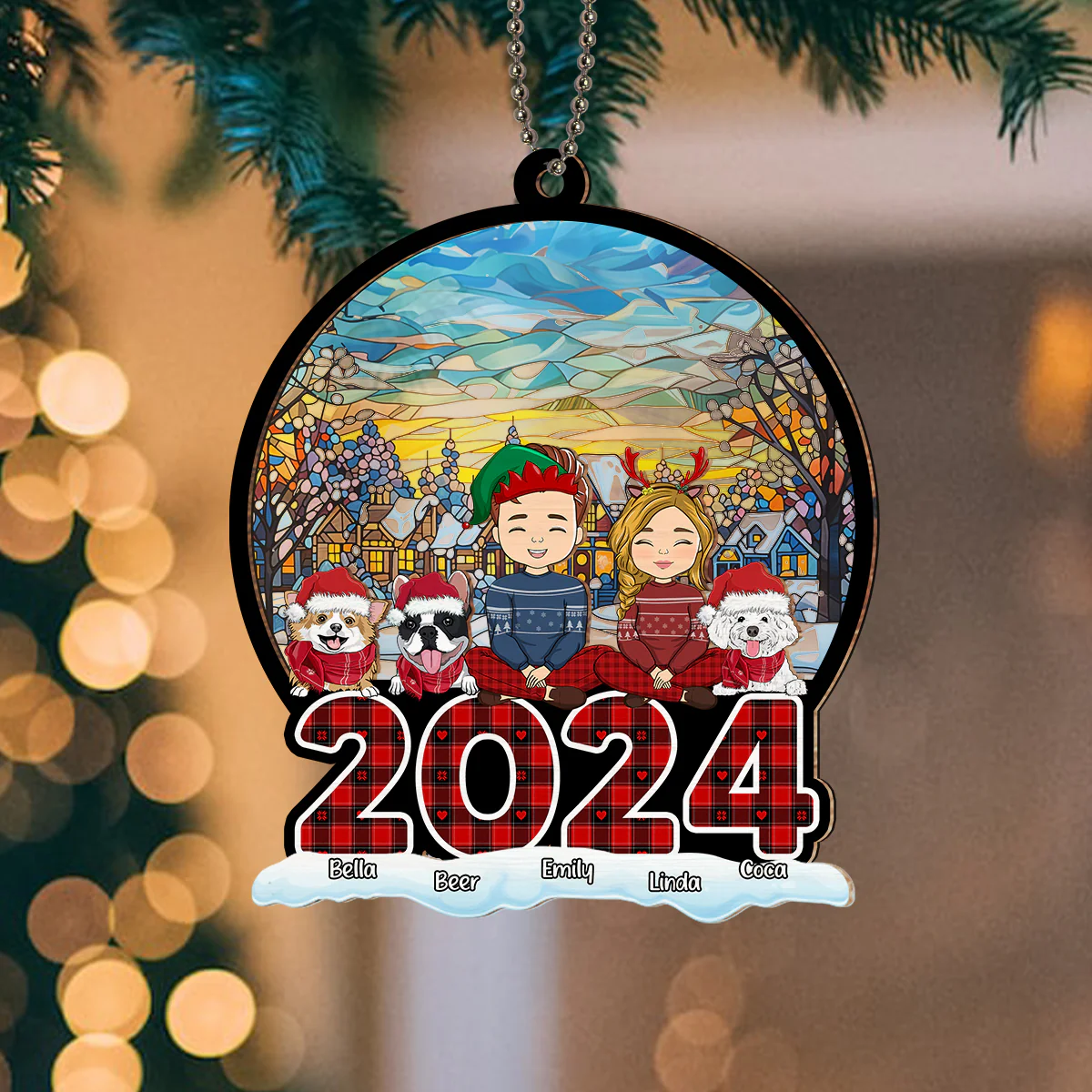 Family Squad - Personalized Custom Suncatcher Ornament - Image 4