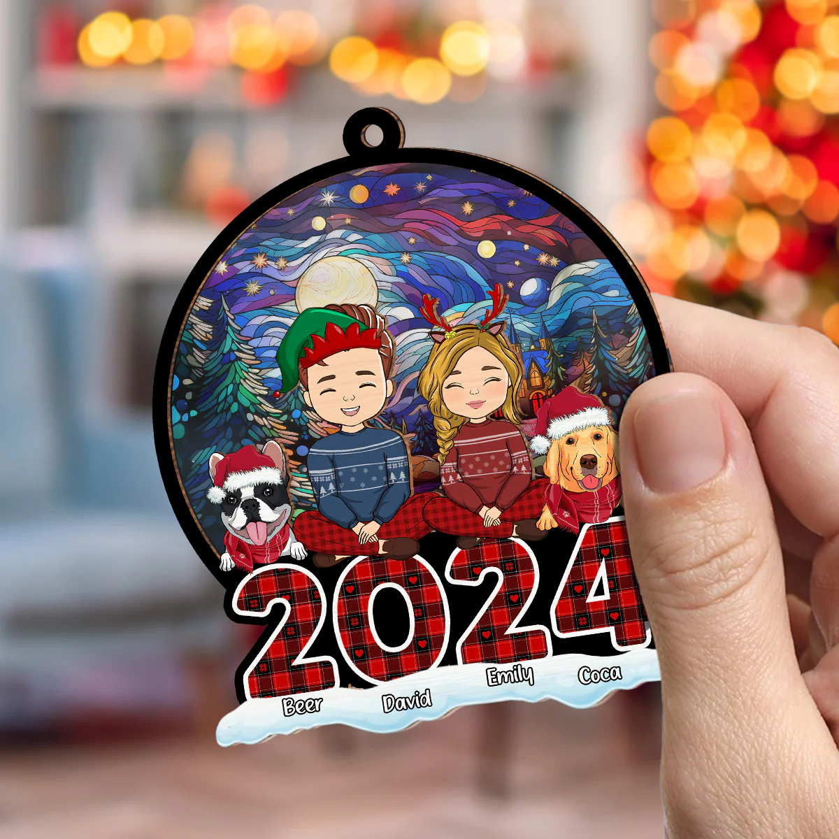 Family Squad - Personalized Custom Suncatcher Ornament - Image 5