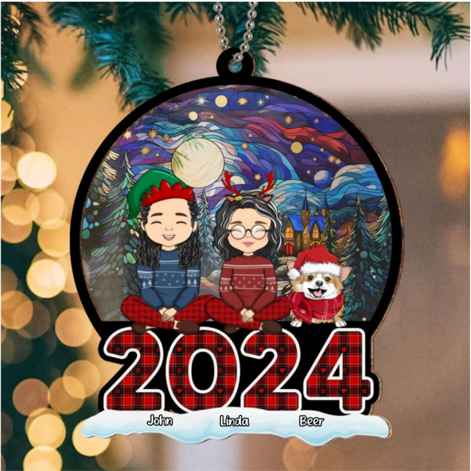 Family Squad - Personalized Custom Suncatcher Ornament - Image 6