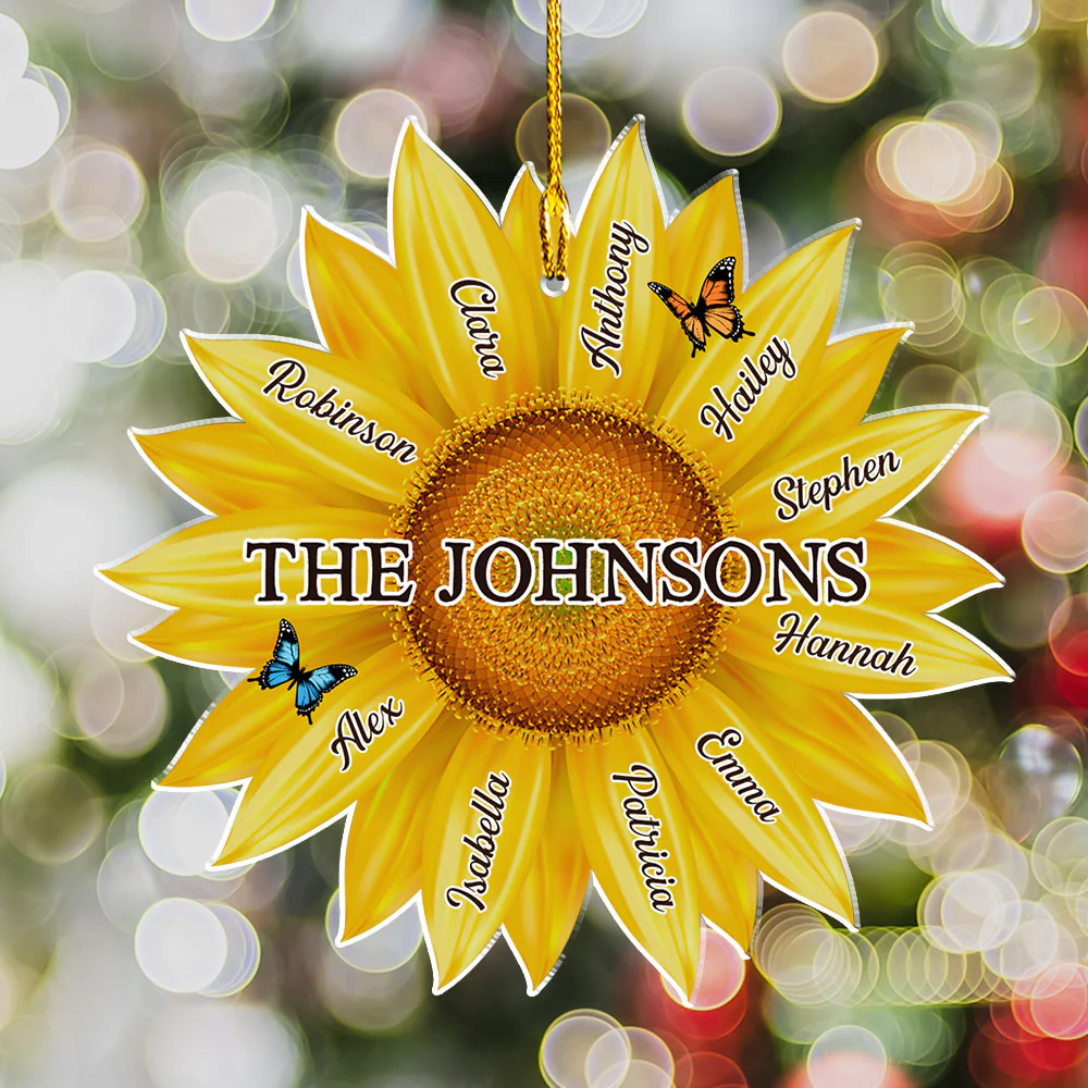 Family Sunflower - Personalized Custom Acrylic Ornament - Image 2