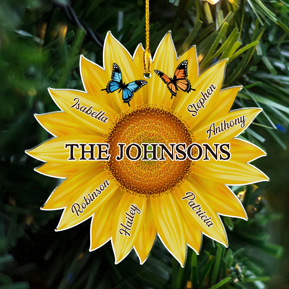 Family Sunflower - Personalized Custom Acrylic Ornament - Image 3