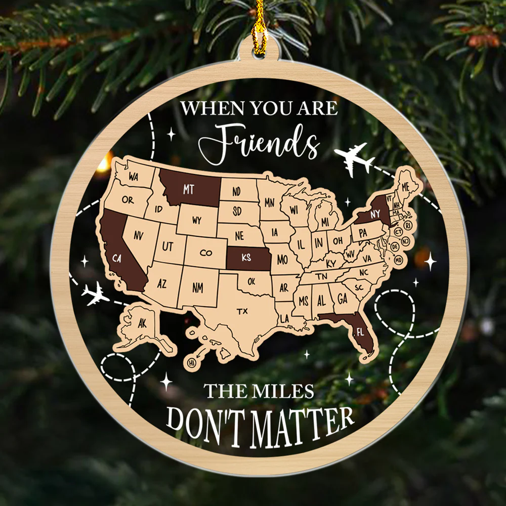Family The Miles Do Not Matter US States - Personalized Custom Acrylic Ornament - Image 2