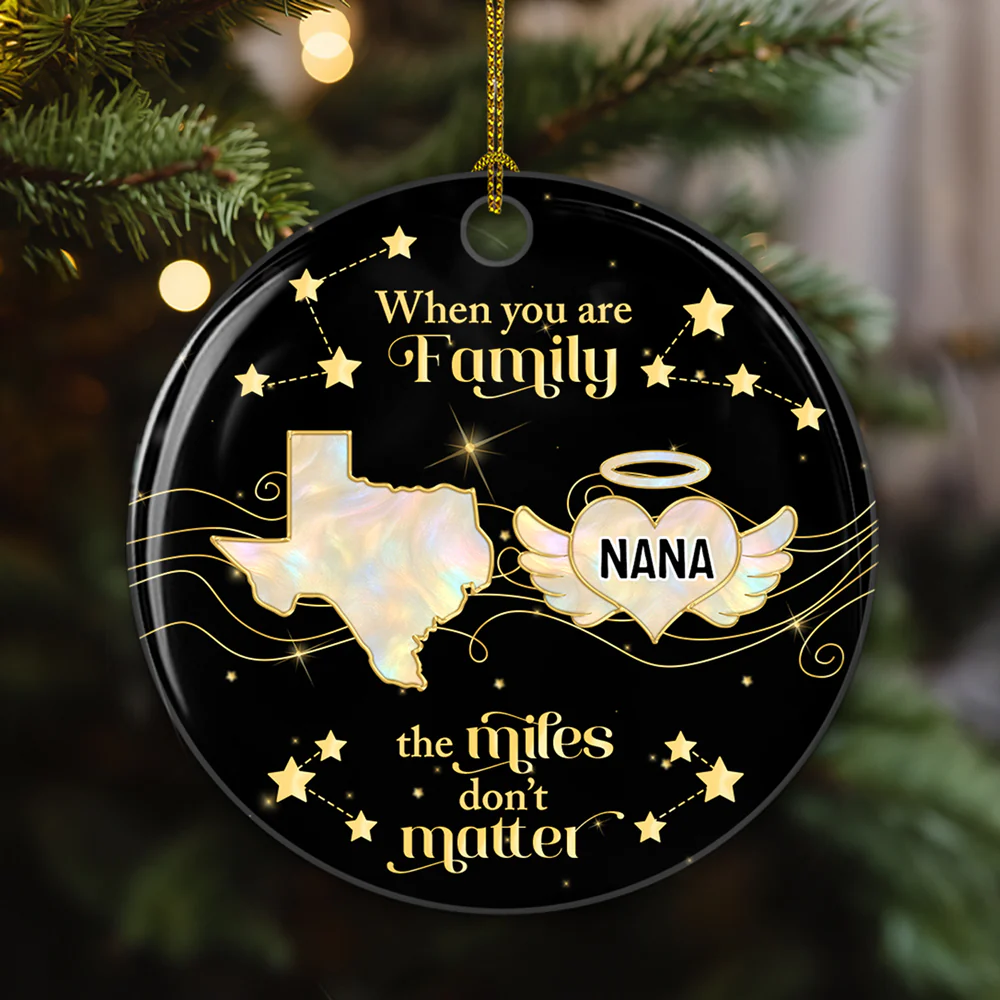 Family The Miles Dont Matter Memorial Version - Personalized Custom Ceramic Ornament - Image 3