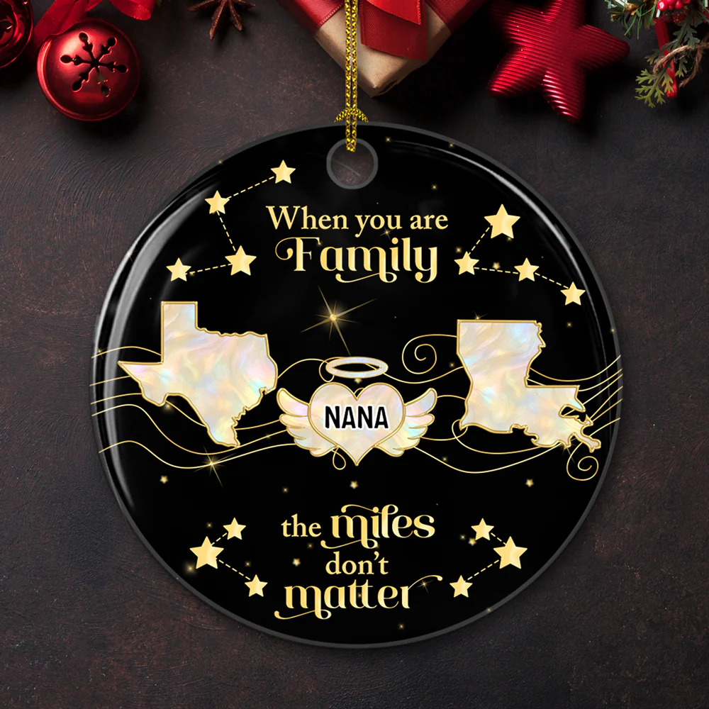 Family The Miles Dont Matter Memorial Version - Personalized Custom Ceramic Ornament - Image 4