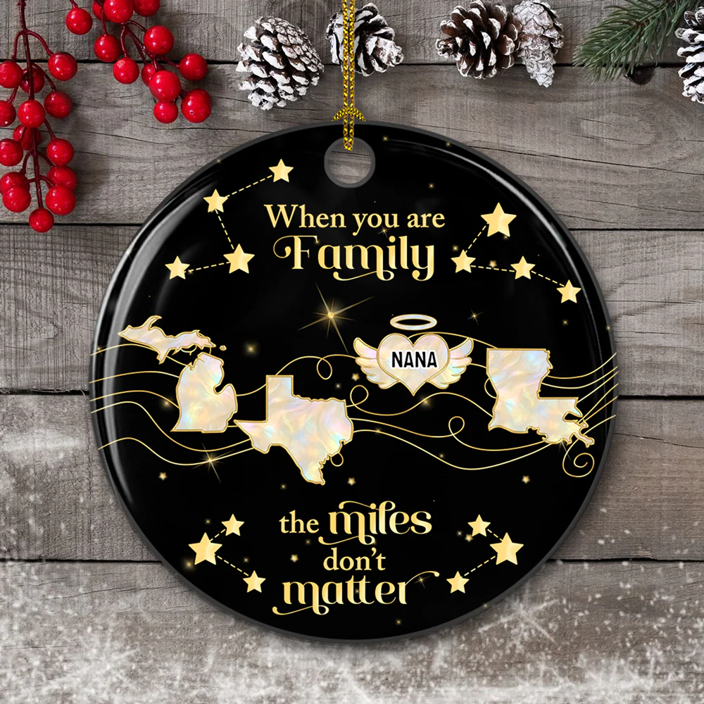Family The Miles Dont Matter Memorial Version - Personalized Custom Ceramic Ornament - Image 5