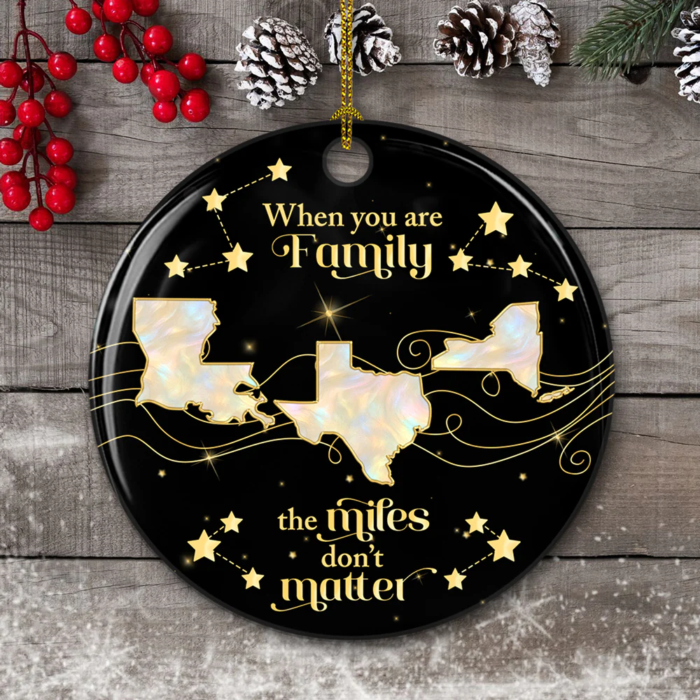 Family The Miles Dont Matter - Personalized Custom Ceramic Ornament - Image 5