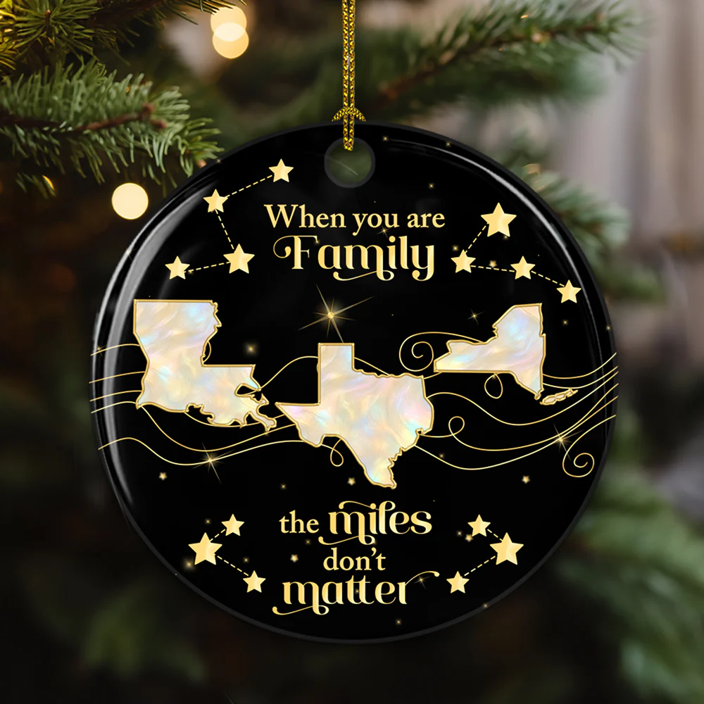 Family The Miles Dont Matter - Personalized Custom Ceramic Ornament - Image 3