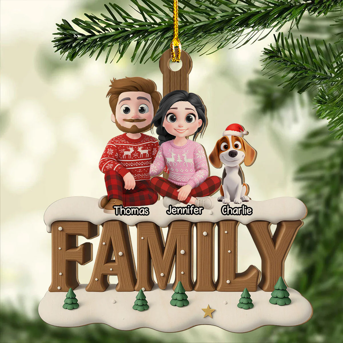 Family This Year Onwards - Personalized Custom 3D Effect Wood Ornament - Image 2
