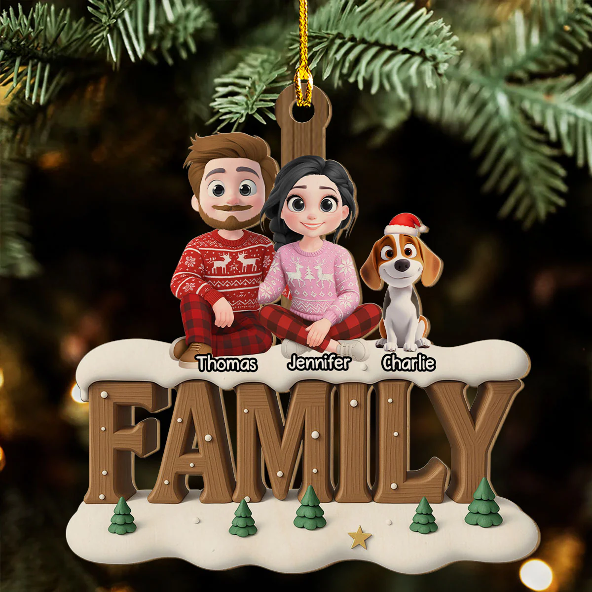 Family This Year Onwards - Personalized Custom 3D Effect Wood Ornament - Image 4