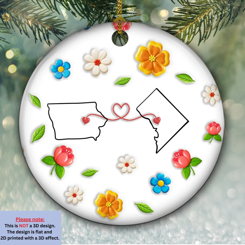 Family Ties Defy All Distance - Personalized Custom 3D Inflated Effect Ceramic Ornament - Image 4
