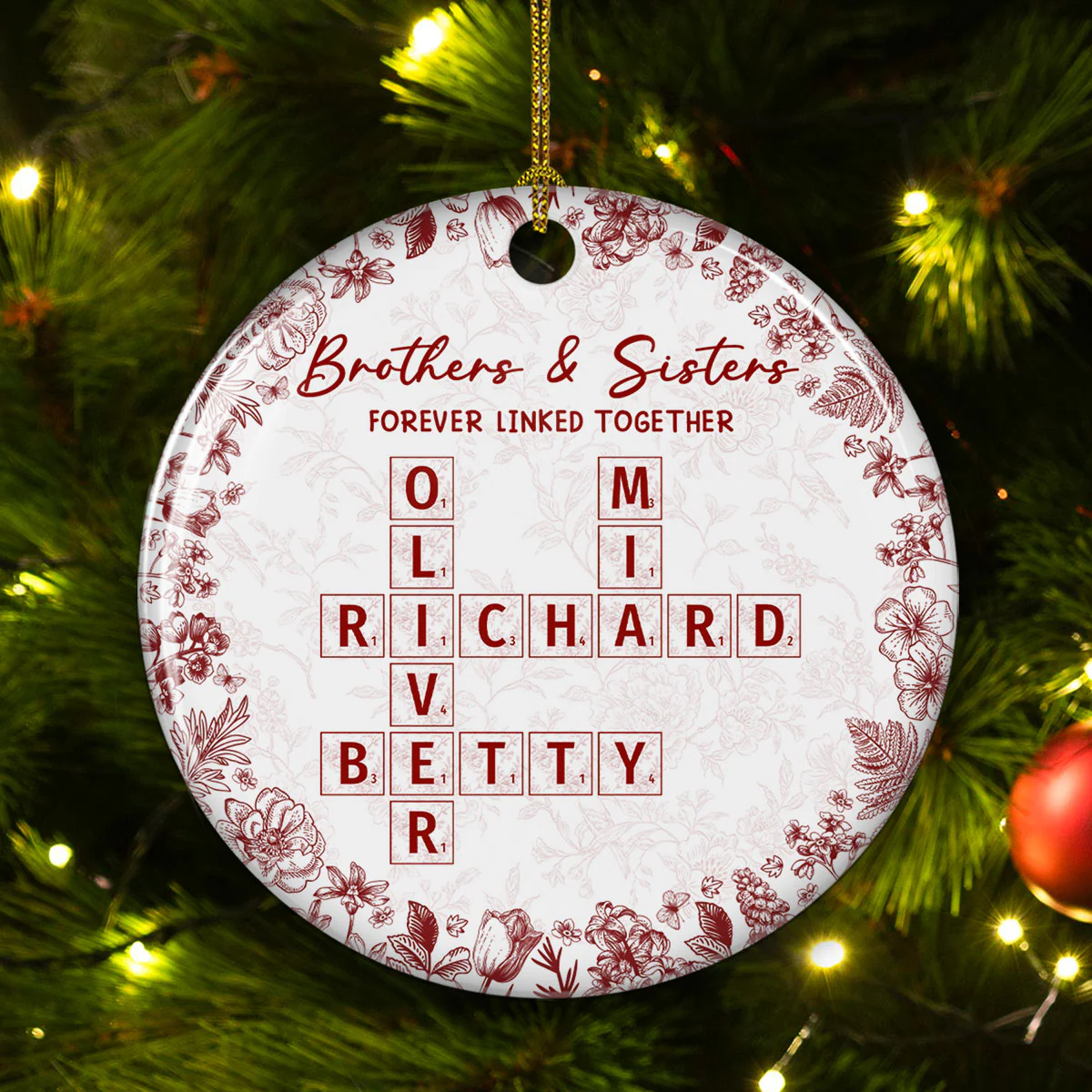 Family Ties Never Fade - Personalized Custom Ceramic Ornament - Image 2