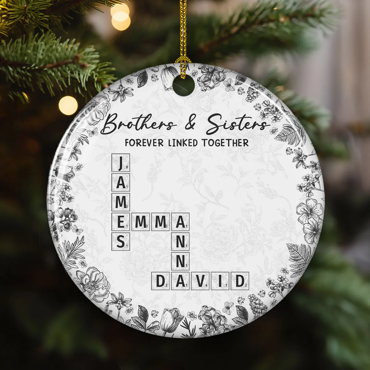 Family Ties Never Fade - Personalized Custom Ceramic Ornament - Image 4