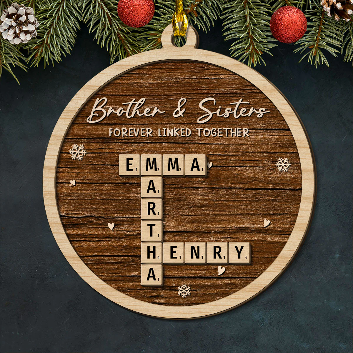 Family Ties That Never Break - Personalized Custom 2-Layered Wood Ornament - Image 4