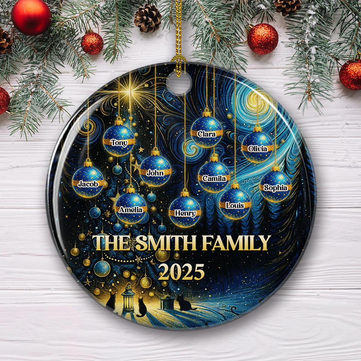 Family Together 2025 - Personalized Custom Ceramic Ornament - Image 4