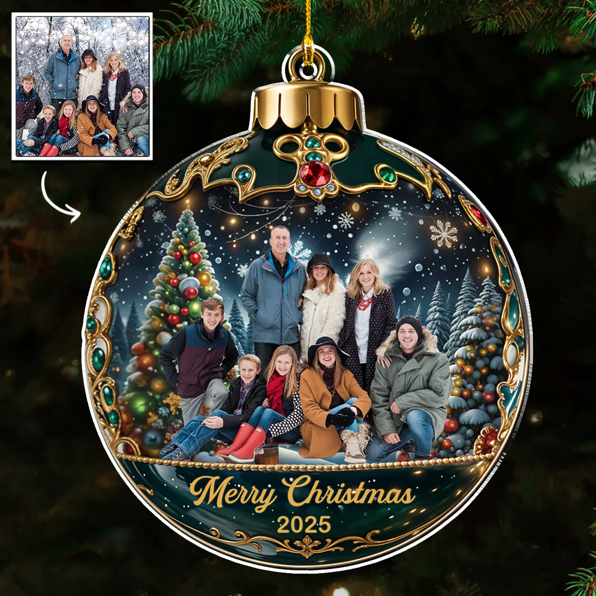Family Together Christmas - Personalized Custom Acrylic Ornament