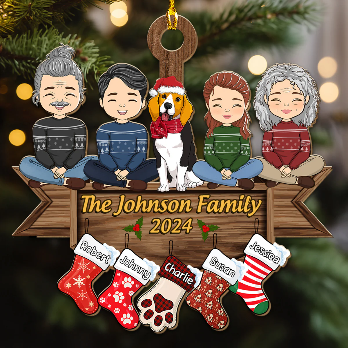 Family Together On Holiday - Personalized Custom Wood Ornament - Image 2