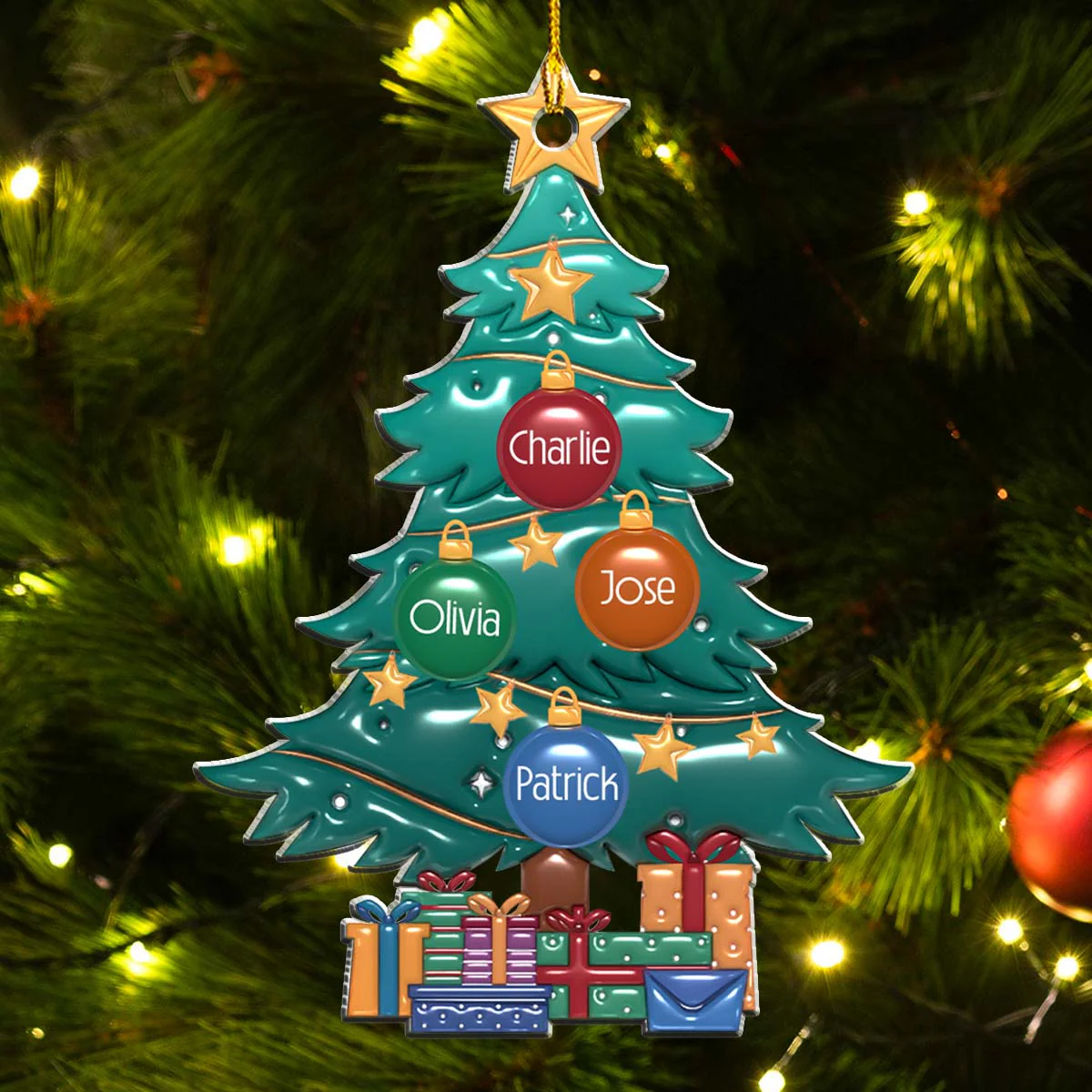 Family Tree Christmas 2024 - Personalized Custom 3D Inflated Effect Acrylic Ornament - Image 4