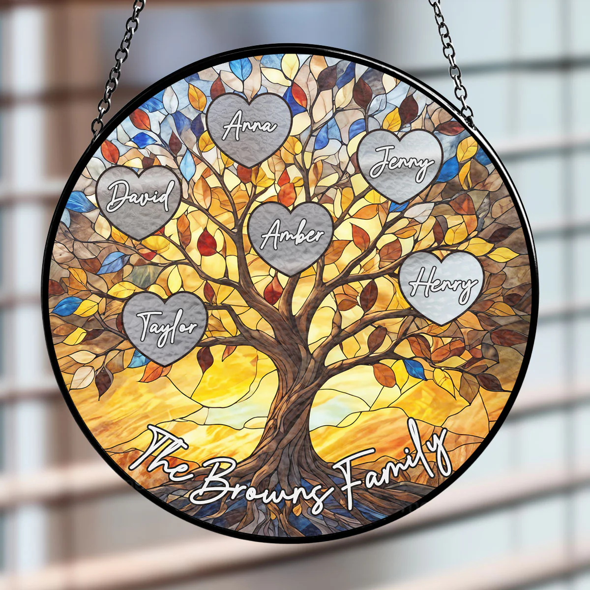 Family Tree Love Grows Here - Personalized Custom Window Hanging Suncatcher - Image 2