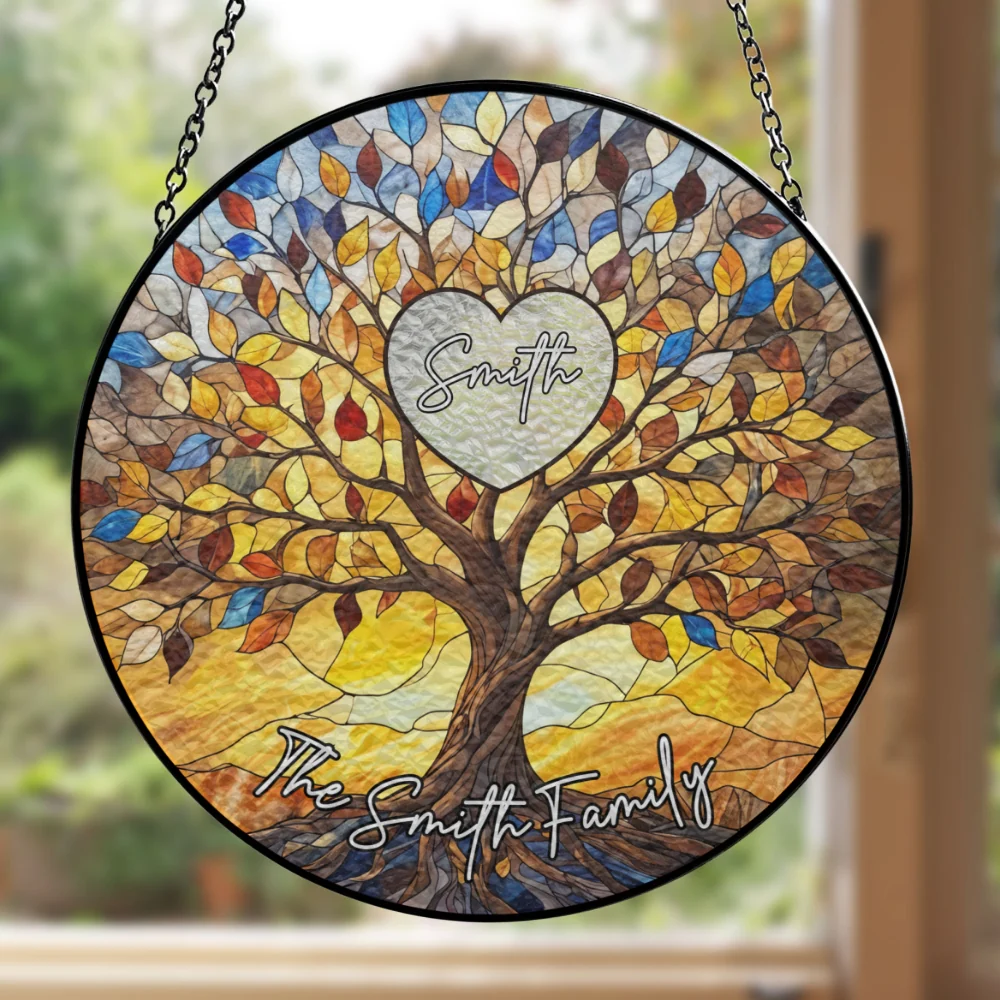 Family Tree Love Grows Here - Personalized Custom Window Hanging Suncatcher - Image 5