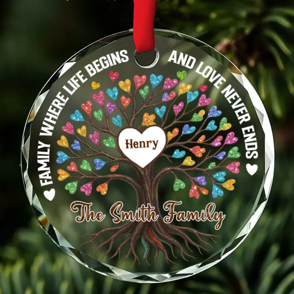 Family Tree Love - Personalized Custom Glass Ornament - Image 6