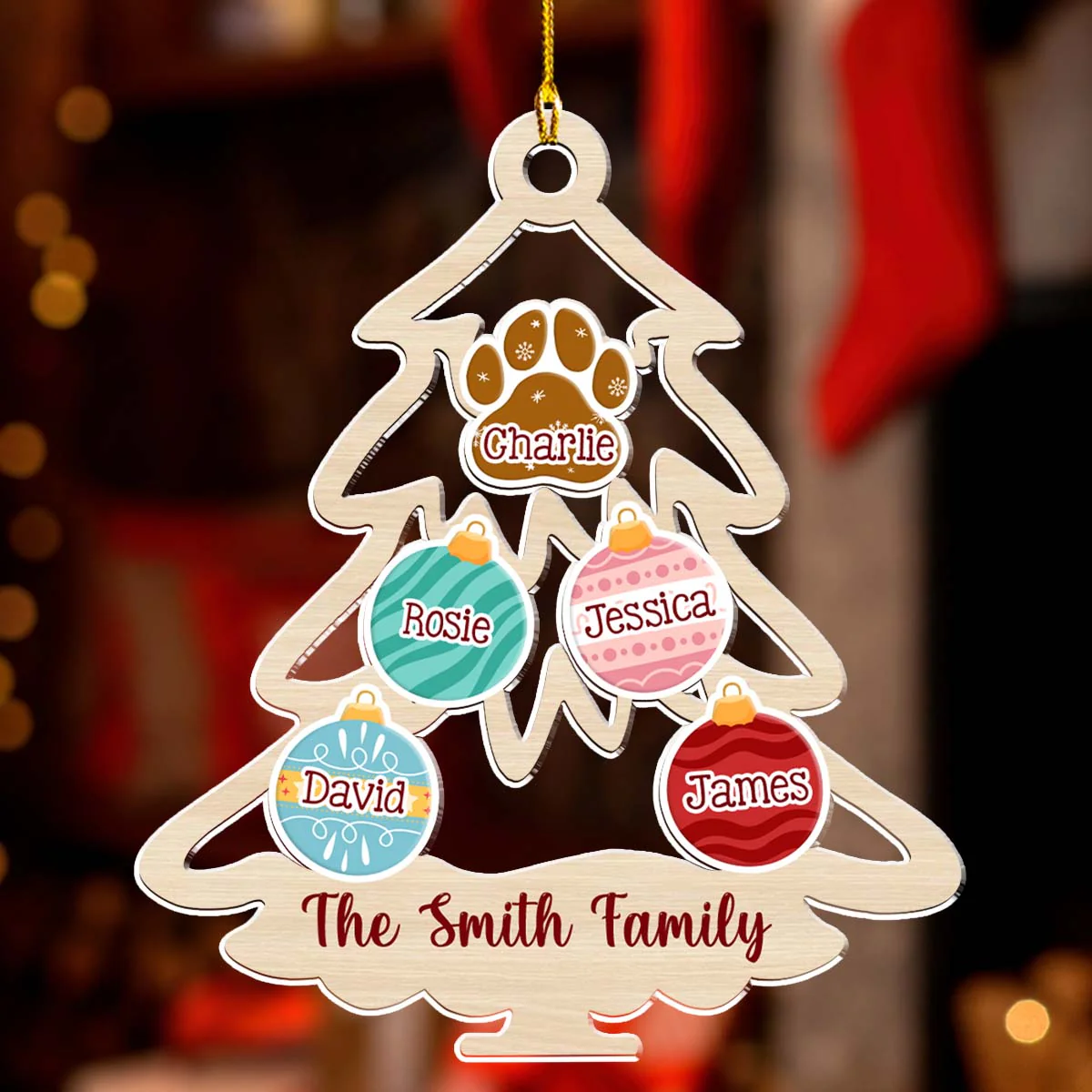 Family Tree Merry Christmas - Personalized Custom Acrylic Ornament - Image 4