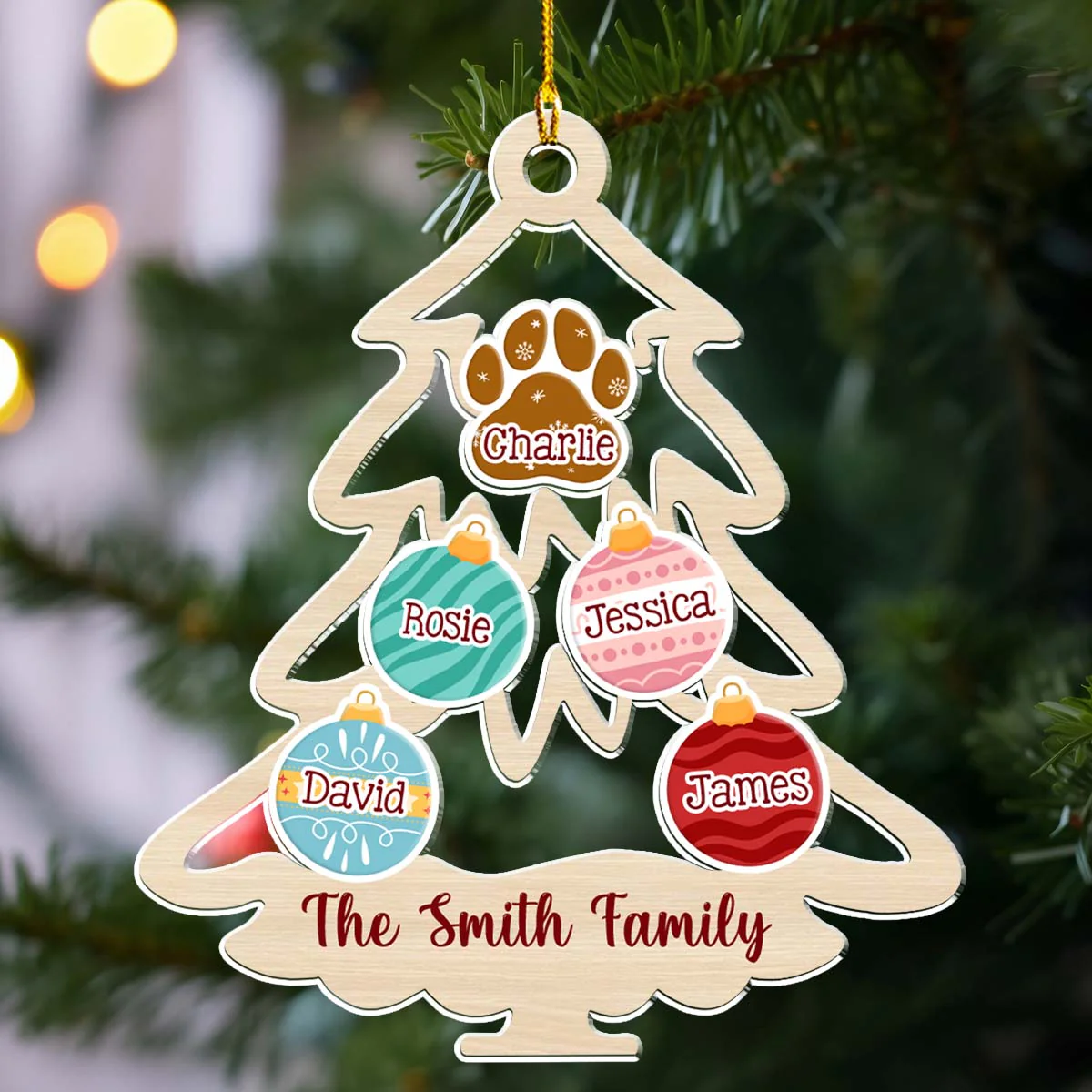 Family Tree Merry Christmas - Personalized Custom Acrylic Ornament - Image 5