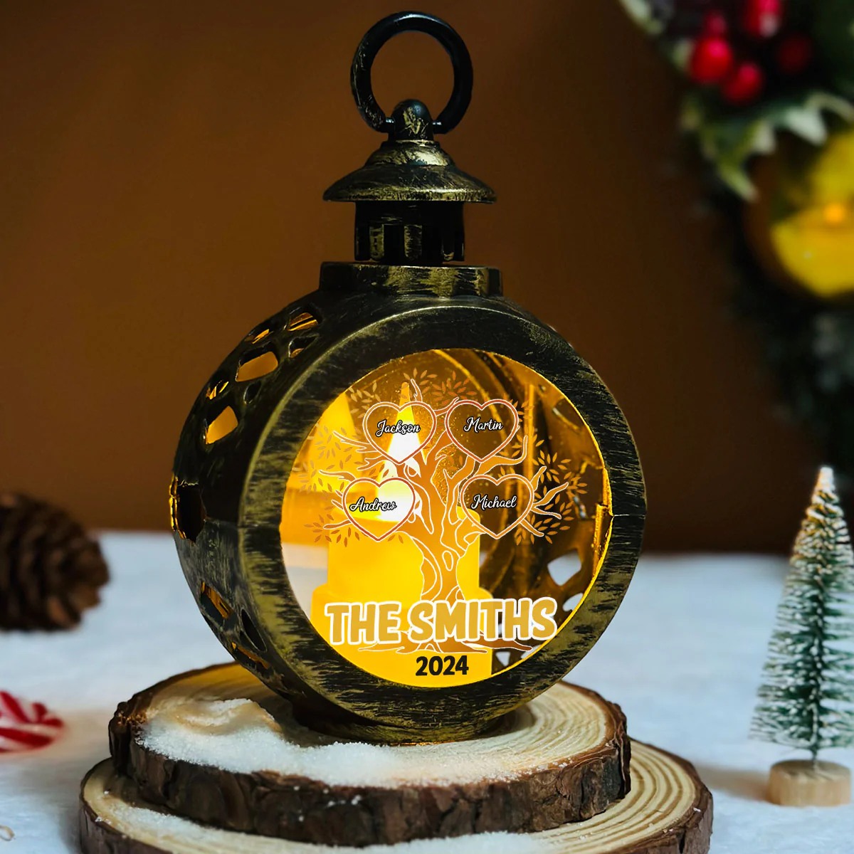 Family Tree - Personalized Custom Christmas Lantern - Image 5
