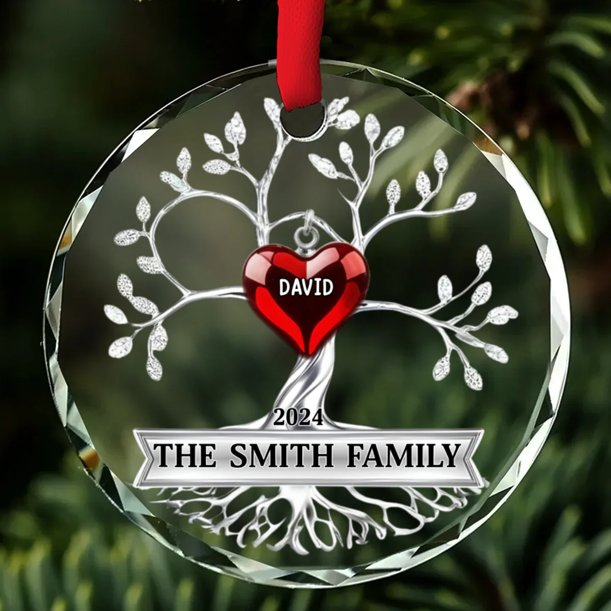 Family Tree - Personalized Custom Glass Ornament - Image 6