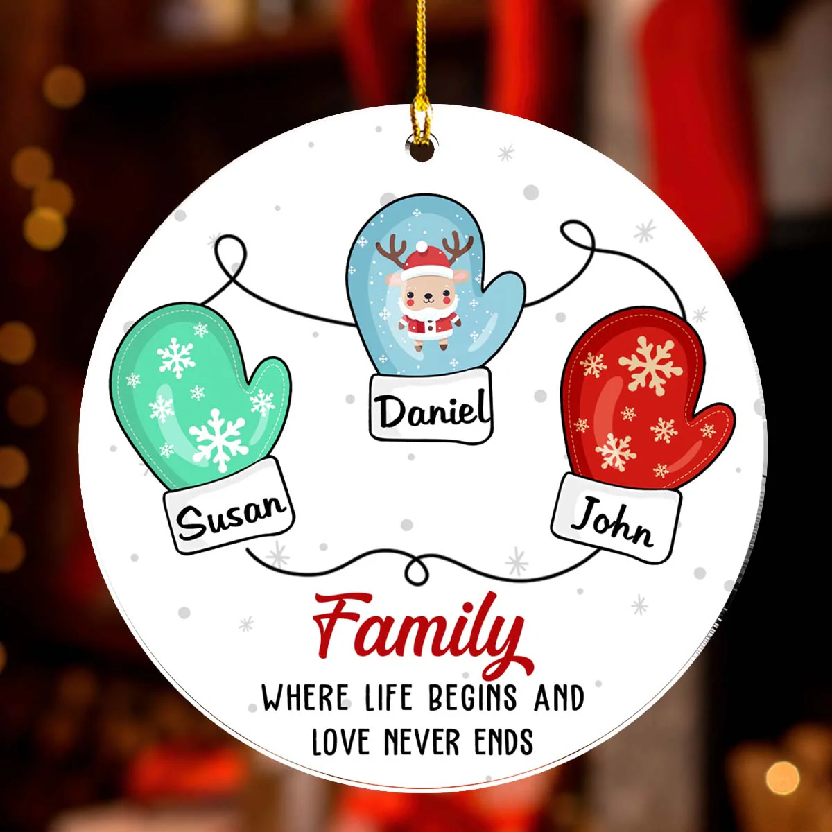 Family Where Life Begins And Love Never Ends - Personalized Custom Acrylic Ornament - Image 4