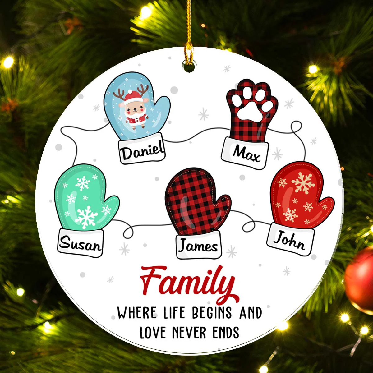 Family Where Life Begins And Love Never Ends - Personalized Custom Acrylic Ornament - Image 5