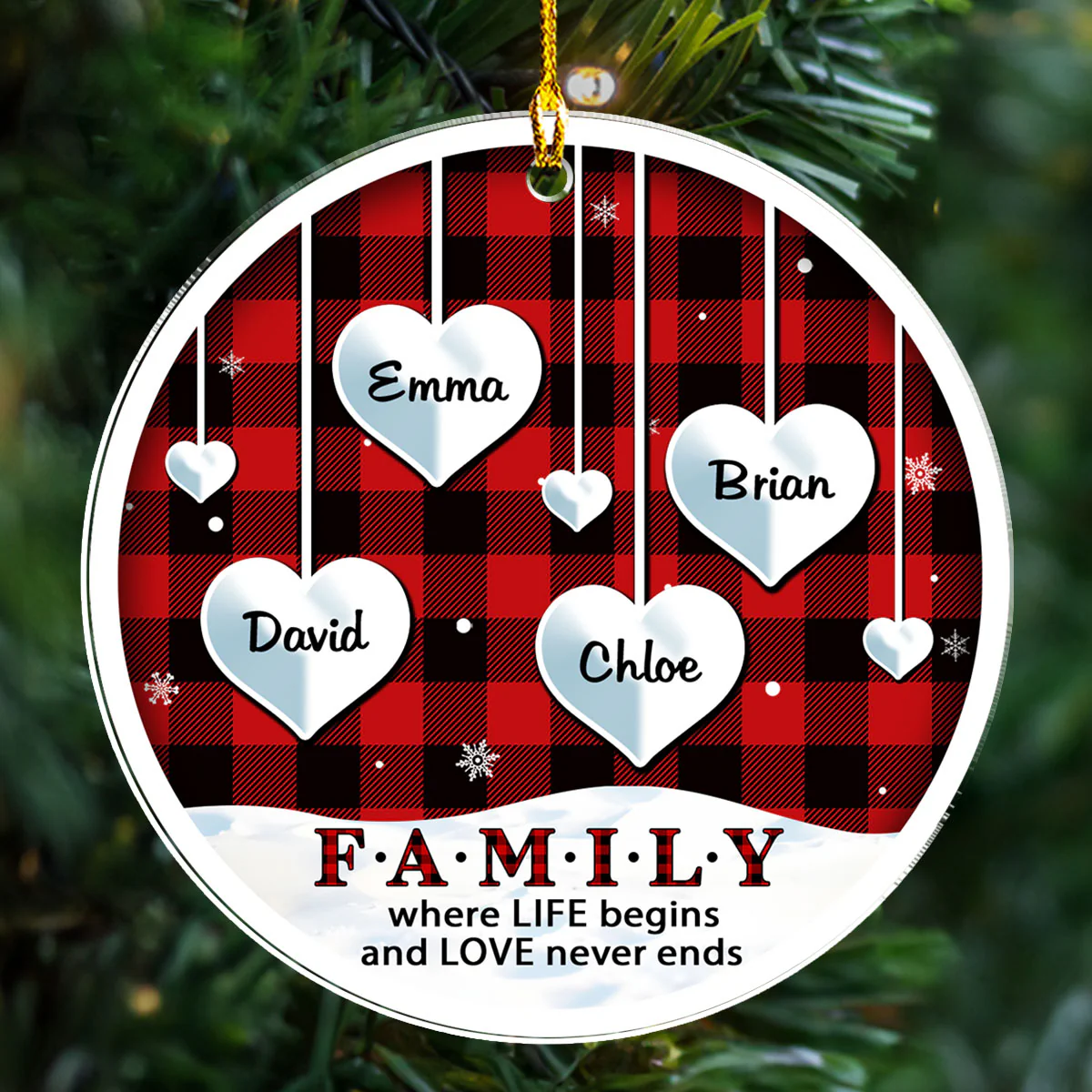 Family Where Life Begins - Personalized Custom Acrylic Ornament - Image 3