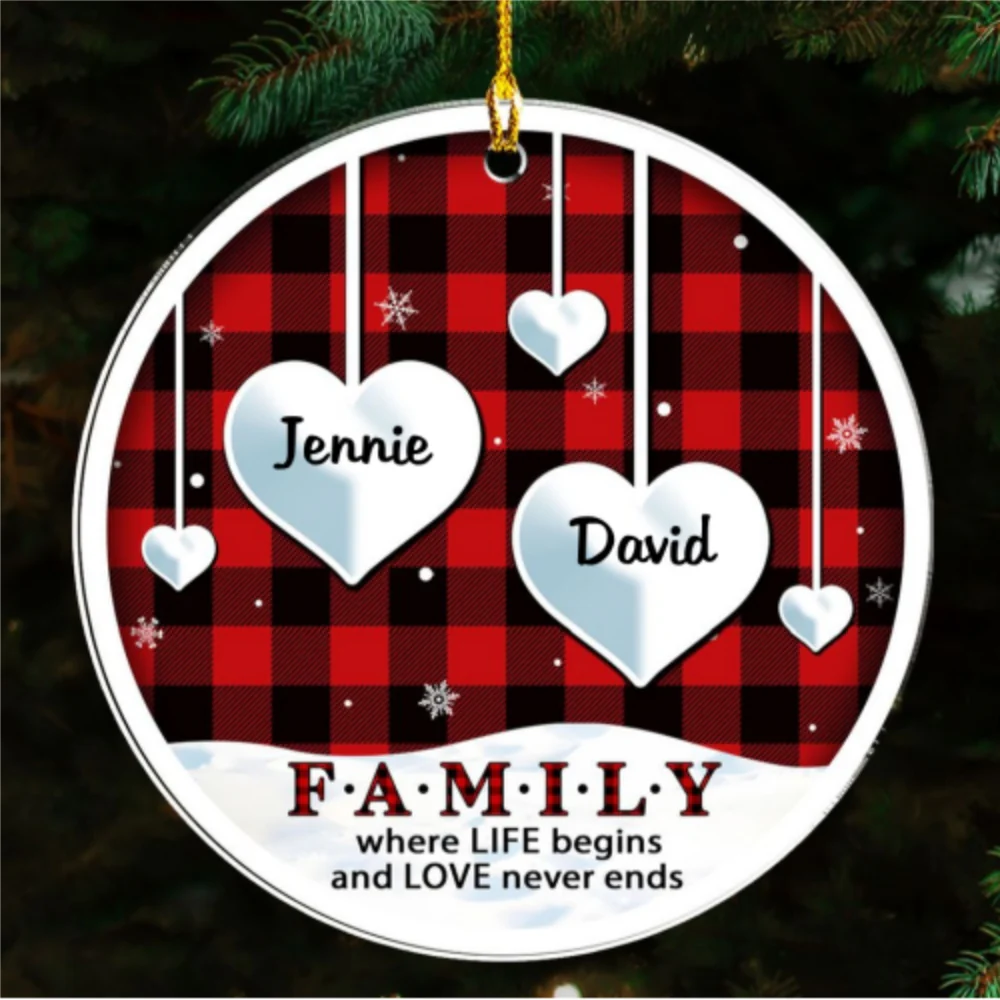 Family Where Life Begins - Personalized Custom Acrylic Ornament - Image 6