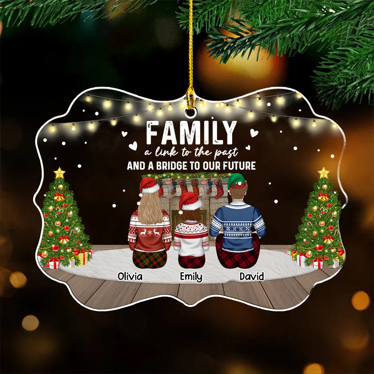 Family Where Love Never Ends - Personalized Custom Acrylic Ornament - Image 3