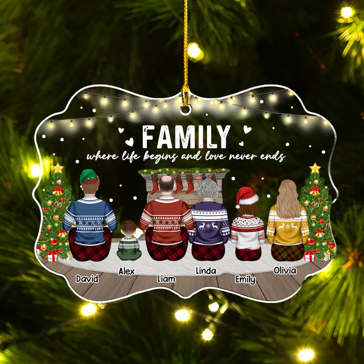 Family Where Love Never Ends - Personalized Custom Acrylic Ornament - Image 6