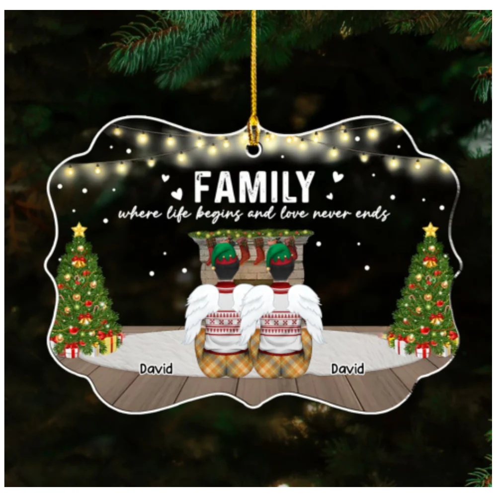 Family Where Love Never Ends - Personalized Custom Acrylic Ornament - Image 7