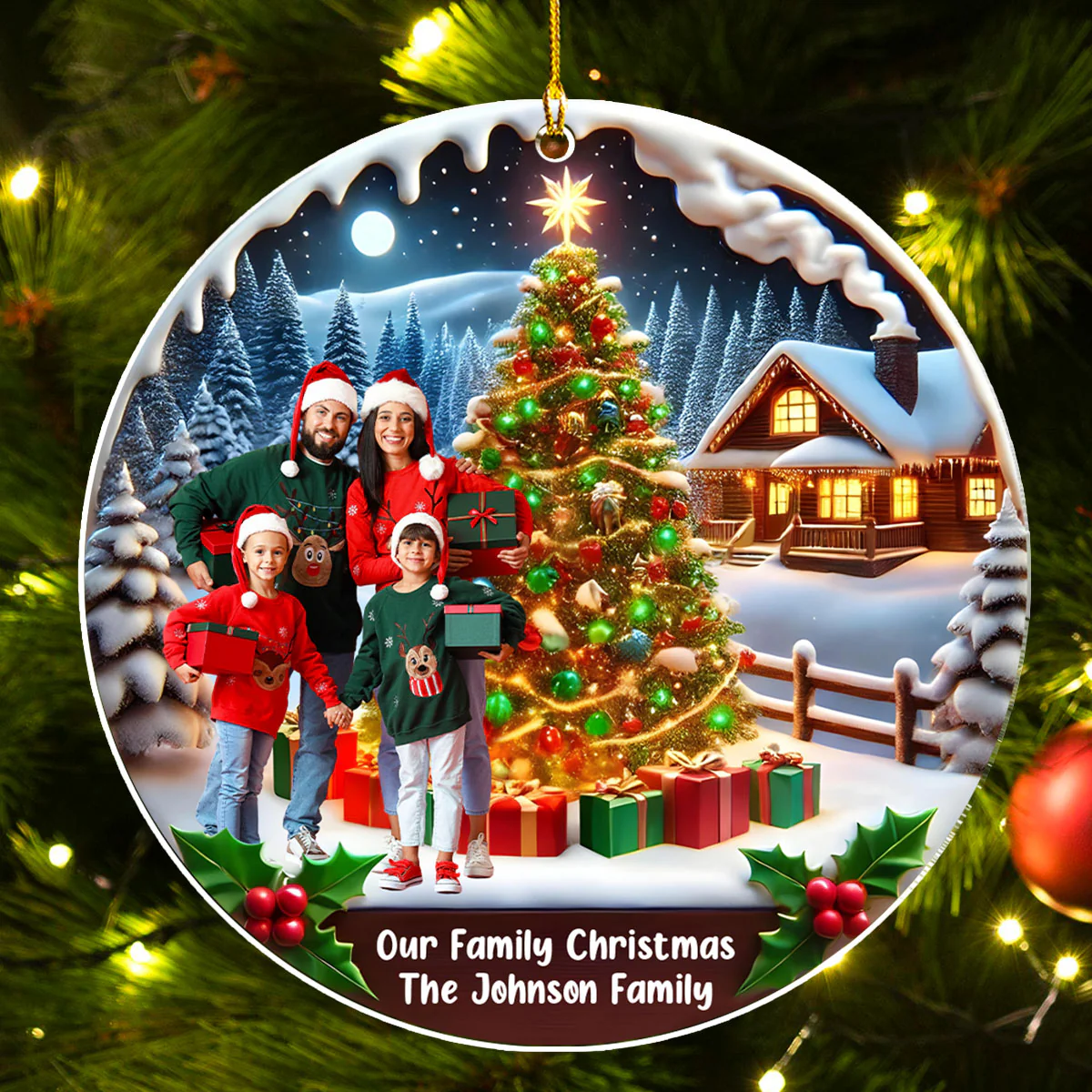 Family With Christmas - Personalized Custom Acrylic Ornament - Image 2