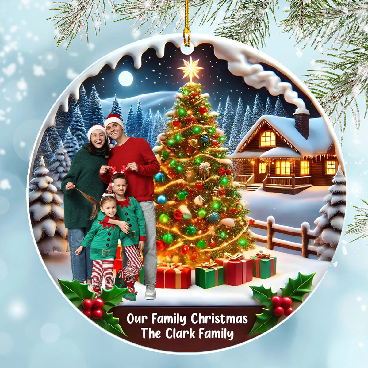 Family With Christmas - Personalized Custom Acrylic Ornament - Image 3